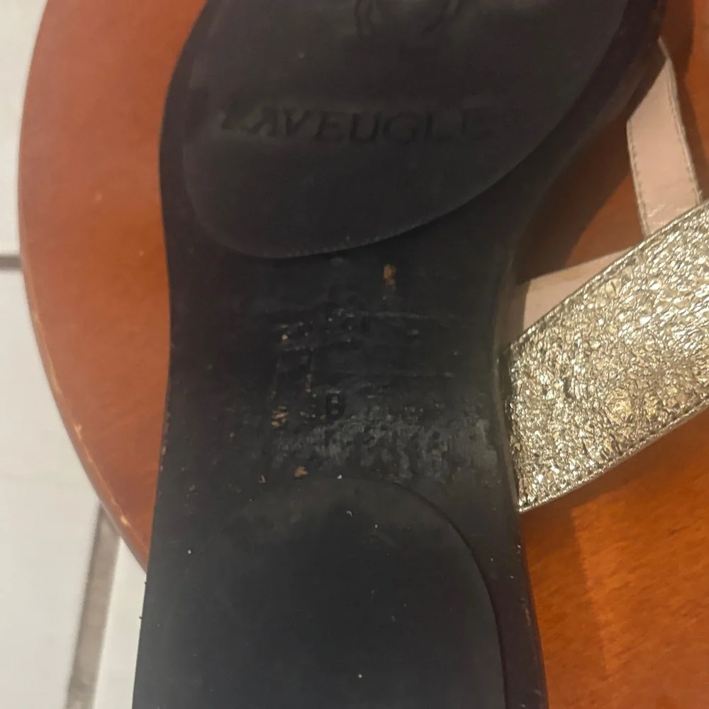 Gucci Black Footbed Sandals with Gold Metallic Straps